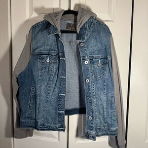 Torrid Denim Jacket Hooded Fleece Sleeves